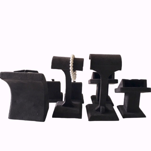 Lot of 7 PCS Jewelry Display Set. Charcoal Grey Faux Shearing. - Picture 2 of 2